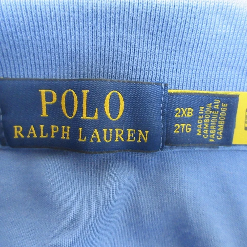 Polo Ralph Lauren Polo Shirt Mens 2XB Big Tall Blue Classic Cotton Flesh Pony